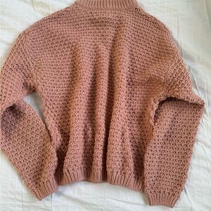 Universal Thread Women's Cowl Neck Sweater in Salmon colored.